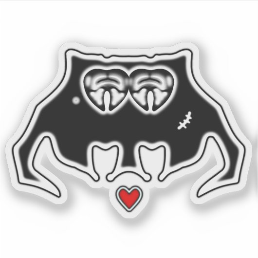 Cool Monster with Scar and Heart Cartoon Creature Aufkleber (Vorderseite)