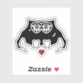 Cool Monster with Scar and Heart Cartoon Creature Aufkleber (Blatt)