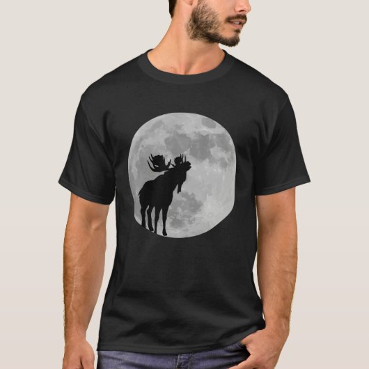 Cool Moose Moon Howling Moose T-Shirt (Vorderseite)