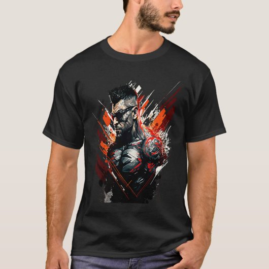 Cool motorcyclist muscular player T-Shirt (Vorderseite)