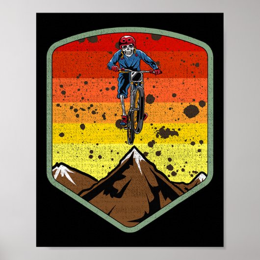 Cool Mountain Biking Skeleton Zombie Skull Mtb Bmx Poster (Vorne)