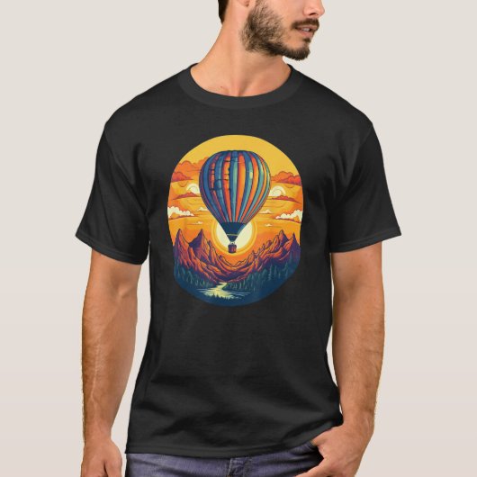 Cool Mountain Lake Sunset Adventures with hot Air  T-Shirt (Vorderseite)