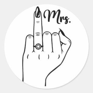 Cool Mrs Just Married Ehefrau Wedding Finger Ring  Runder Aufkleber