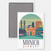 Cool München Deutschland Jahrgangsreise Magnet (Vorderseite/Rückseite)