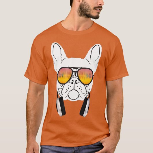 Cool Music DJ French Bulldog für Hunde T-Shirt (Vorderseite)