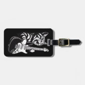 Cool Music Love | Rock Cat Playing Electric Guitar Gepäckanhänger (Vorderseite horizontal)