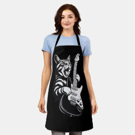 Cool Music Love | Rock Cat Playing Electric Guitar Schürze