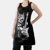 Cool Music Love | Rock Cat Playing Electric Guitar Schürze (InSitu)