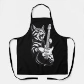 Cool Music Love | Rock Cat Playing Electric Guitar Schürze (Vorderseite)