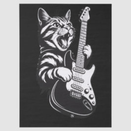 Cool Music Love | Rock Cat Playing Electric Guitar Seidenpapier