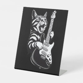 Cool Music Love | Rock Cat Playing Electric Guitar Sockelschild