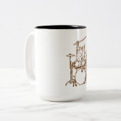 Cool Musician Cat Playing Drums  Zweifarbige Tasse (Vorderseite Links)