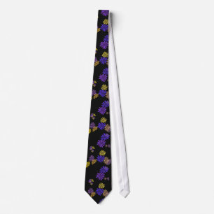 cool, Muster, Blume, blau, gelb und schwarz Krawatte