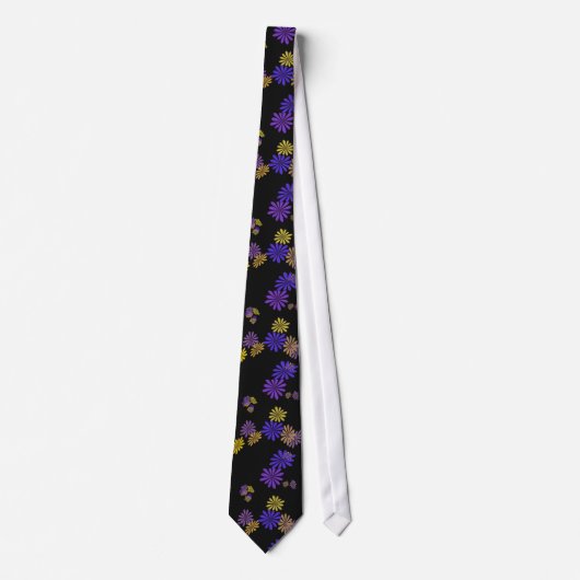 cool, Muster, Blume, blau, gelb und schwarz Krawatte (Vorderseite)