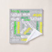 Cool Name Collage Moderne Typografie Custom Gray Badhandtuch Set (Waschlappen)