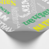 Cool Name Collage Moderne Typografie Custom Gray Geschenkpapier (Ecke)