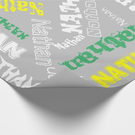 Cool Name Collage Moderne Typografie Custom Gray Geschenkpapier (Ecke)