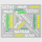 Cool Name Collage Moderne Typografie Custom Gray Geschenkpapier (Flach)