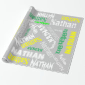 Cool Name Collage Moderne Typografie Custom Gray Geschenkpapier (Ungerollt)