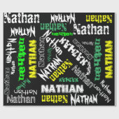 Cool Name Collage Moderne Typografie Geschenkpapier (Flach)