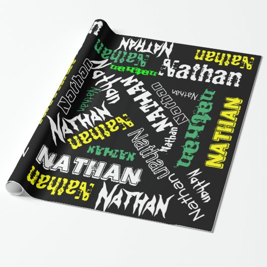 Cool Name Collage Moderne Typografie Geschenkpapier (Ungerollt)