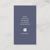 Cool Navy Blue mit Foto für Fotografen Visitenkarte (Rückseite)