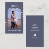 Cool Navy Blue mit Foto für Fotografen Visitenkarte (Vorne/Hinten)