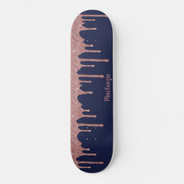 Cool Navy Blue Rose Gold Glitzer Sparkone Tropfen Skateboard