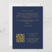 Cool Navy Golden Romantic Wedding 3 Multi Photos Save The Date (Rückseite)
