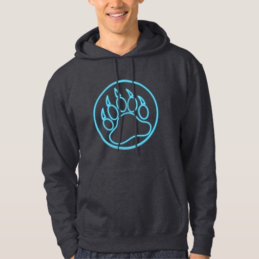 Cool Neon Blue Bear Paw Hoodie (Vorderseite)