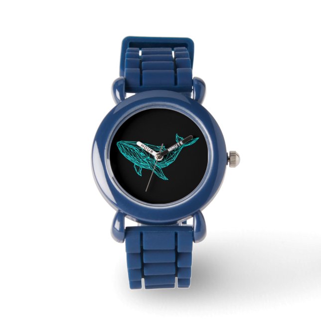 Cool Neon Geometric Whale Watch for Kids Armbanduhr (Vorderseite)