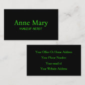 Cool Neon Green Bright Script Makeup Artist Salon Visitenkarte (Vorne/Hinten)