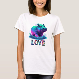 Cool Neon Hippo Liebe T-Shirt
