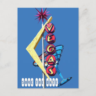 Cool Neon Las Vegas Wedding Sign Blue Ankündigungspostkarte