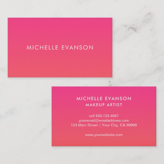 Cool Neon Pink Orange Gradient Visitenkarte (Vorne/Hinten)