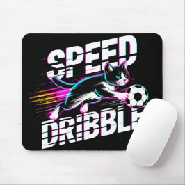 Cool Neon Soccer Cat - Gift for Gamers & Cat Lover Mousepad
