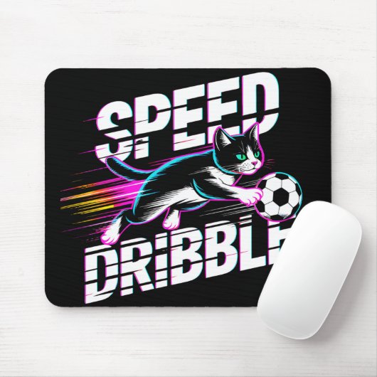 Cool Neon Soccer Cat - Gift for Gamers & Cat Lover Mousepad (Mit Mouse)