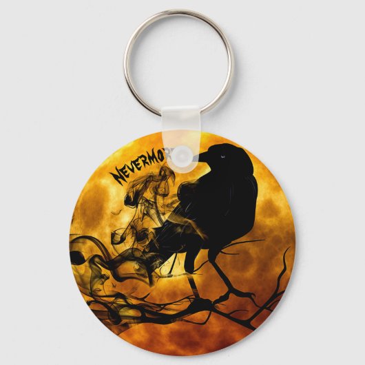 Cool "Nevermore" Raven Orange Moon Wispy Ghosts Schlüsselanhänger (Vorderseite)