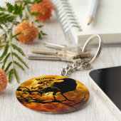 Cool "Nevermore" Raven Orange Moon Wispy Ghosts Schlüsselanhänger (Seite)