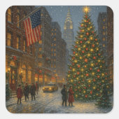cool new york christmas streets quadratischer aufkleber (Vorderseite)