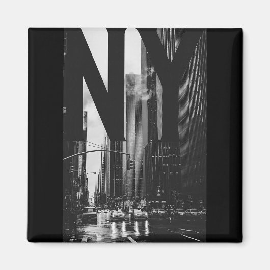 Cool New York City Abstract Skyline, Black & W Magnet (Vorne)