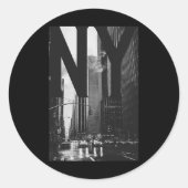 Cool New York City Abstract Skyline, Black & W Runder Aufkleber (Vorderseite)