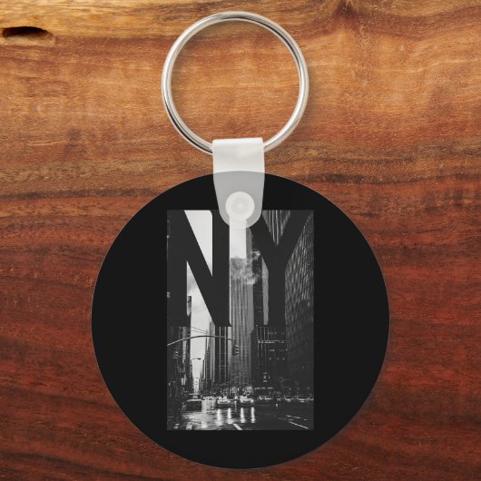Cool New York City Abstract Skyline, Black & W Schlüsselanhänger (Vorderseite)