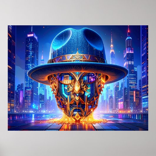 Cool New York City Art Nightscape Fedora Hat Poster (Vorne)