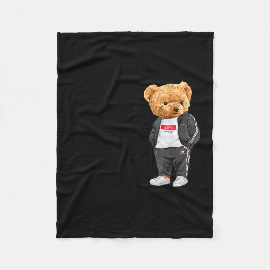 Cool New York City Teddy Bear Illustration Graphic Fleecedecke (Vorderseite)
