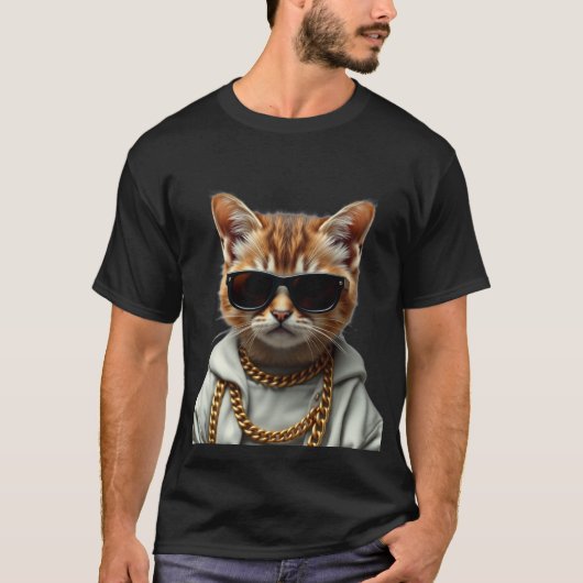 Cool, Niedlich, Gangster Cat T-Shirt (Vorderseite)