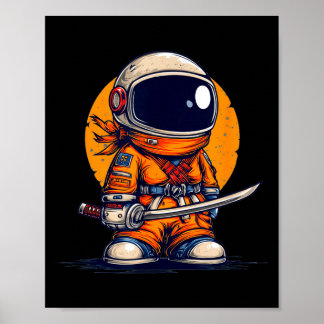 Cool ninja in astronaut space suit costume  poster