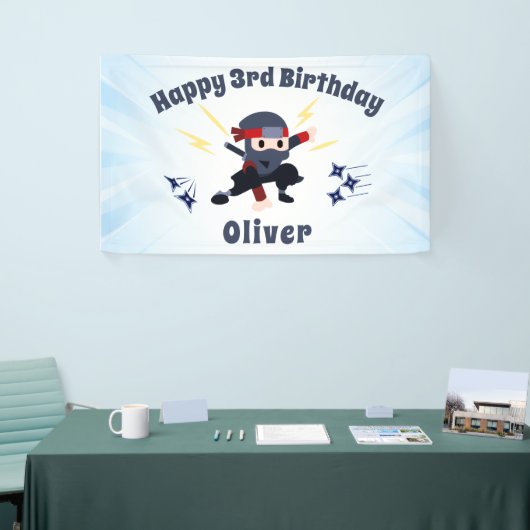 Cool Ninja Karate Kids Birthday Party Sign Banner (Messeveranstaltung)