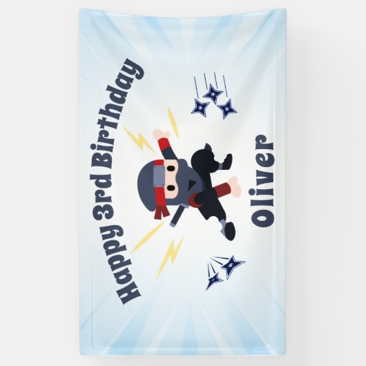 Cool Ninja Karate Kids Birthday Party Sign Banner (Vertikal)