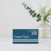 Cool Ocean Blue Light Gray mit Monogramm und Foto Visitenkarte (Stehend Vorderseite)